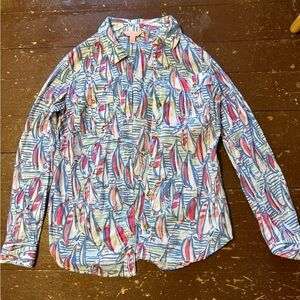 Lilly Pulitzer Multicolor Blouse with Pink and Blue Accents
